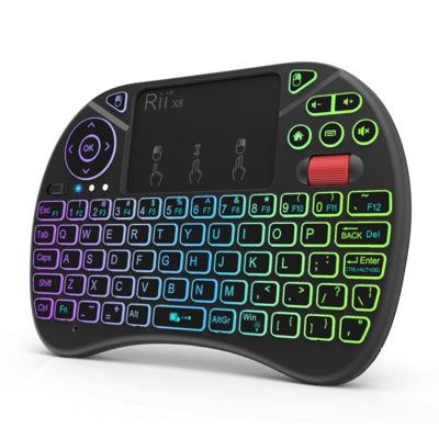 RII X8 RT716 2.4 GHz Mini Wireless QWERTY 71-toetsen Keyboard 2 5-inch Touchpad Combo met Backlight(Black)