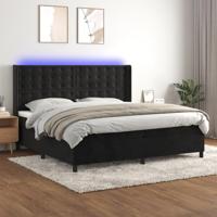 Boxspring met matras en LED fluweel zwart 200x200 cm - thumbnail