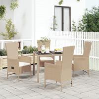 5-delige Tuinset met kussens poly rattan beige - thumbnail