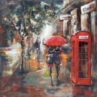 Schilderij - metaalschilderij -Londen in de regen 100x100cm - thumbnail