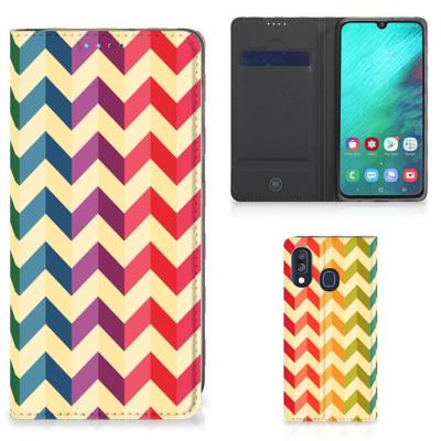 Samsung Galaxy A40 | Hoesje met Magneet | Zigzag Multi Color Samsung Galaxy A40 | Hoesje met Magneet | Zigzag Multi Color