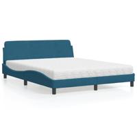 Bed met matras fluweel blauw 160x200 cm - thumbnail