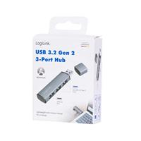 LogiLink UA0395 USB 3.2 Gen 2-hub Met aluminium behuizing, Met status-LEDs Space grijs - thumbnail