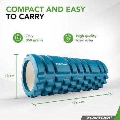 Tunturi Yoga Grid Foam Roller 33 cm | Ø 13 cm | petrol blauw