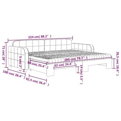 Slaapbank onderschuifbed matrassen 90x200 cm fluweel lichtgrijs Slaapbank onderschuifbed matrassen 90x200 cm fluweel lichtgrijs