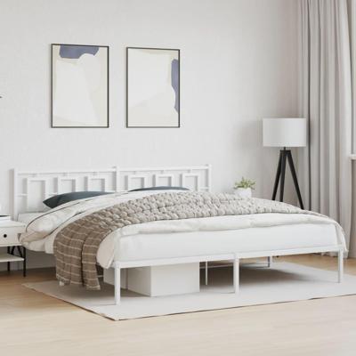 Bedframe met hoofdbord metaal wit 200x200 cm