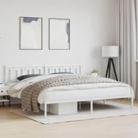Bedframe met hoofdbord metaal wit 200x200 cm - thumbnail