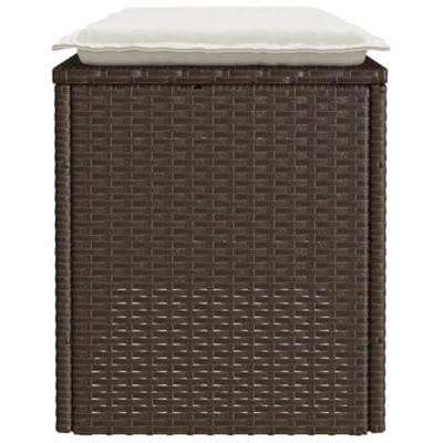 Tuinbank met kussen 110x40x44 cm poly rattan bruin
