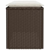 Tuinbank met kussen 110x40x44 cm poly rattan bruin - thumbnail