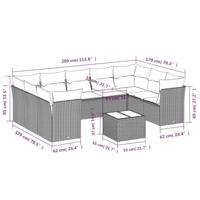 10-delige Loungeset met kussens poly rattan zwart - thumbnail