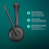 EPOS Impact 1060T ANC On Ear headset Bluetooth Stereo Zwart Noise Cancelling Headset Computer - thumbnail
