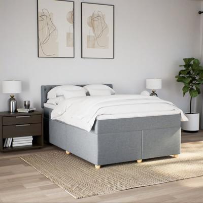 Boxspring met matras stof lichtgrijs 140x200 cm