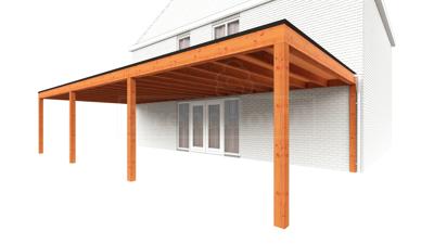 Trendhout Aanbouwveranda Modena 1080x485 cm- Plat dak- Hout- Trendhout