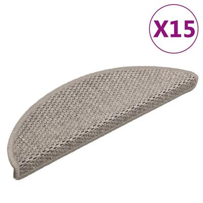 VidaXL Trapmatten zelfklevend 15 st sisal-look 56x17x3cm zilverkleurig VidaXL Trapmatten zelfklevend 15 st sisal-look 56x17x3cm zilverkleurig