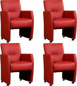 Set van 4 Leren eetkamerfauteuils Pleasure - Echt leer, Modern, Comfortabel en kies uit meer dan 150+ kleuren - Ontdek de Vele Leersoorten en Kleuren bij ShopX