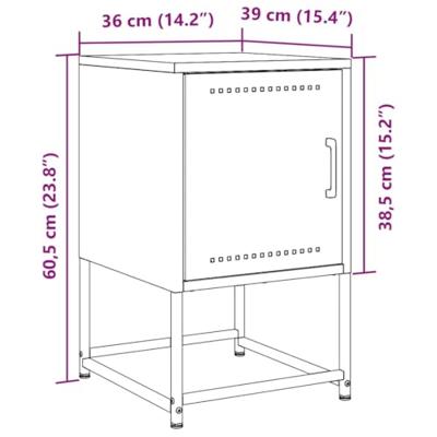 Nachtkastjes 2 st 36x39x60,5 cm staal roze Nachtkastjes 2 st 36x39x60,5 cm staal roze