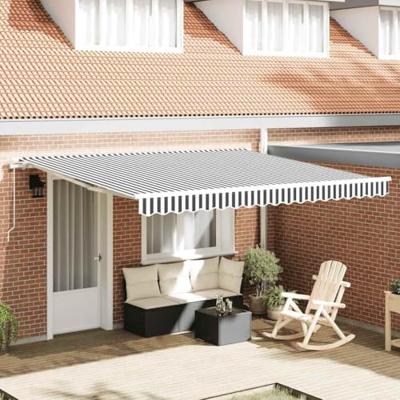 VidaXL Luifel handmatig uittrekbaar 400x300 cm antraciet en wit VidaXL Luifel handmatig uittrekbaar 400x300 cm antraciet en wit