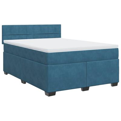 Boxspring met matras fluweel blauw 140x200 cm - thumbnail