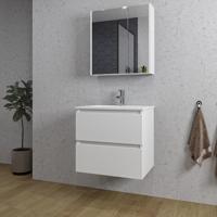 Adema Chaci Badkamermeubelset - 60x46x57cm - 1 keramische wasbak wit - 1 kraangat - 2 lades - Spiegelkast - mat wit SW1212815/SW1212762/SW812070/SW804530 - thumbnail