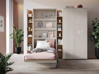 Opklapbed CONCEPTION JUNIOR 90x200 cm zijdegrijs (verticaal) met matras - thumbnail