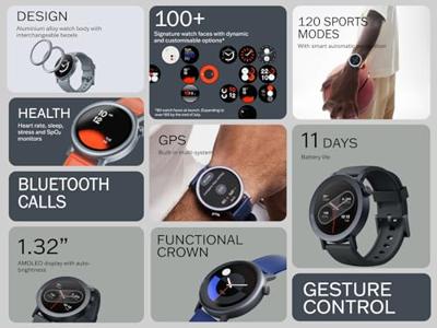 CMF by Nothing Watch Pro 2 Smartwatch met 1,32’’ AMOLED-display, 11 dagen batterijduur, Bluetooth-oproepen met AI-ruisonderdrukking en ingebouwde multisysteem-GPS - Donkergrijs