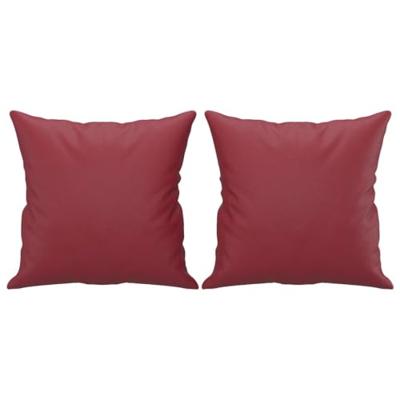 Tweezitsbank met sierkussens 140 cm kunstleer wijnrood