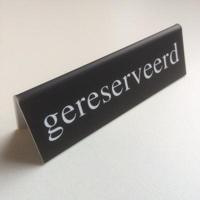 Bordje zwart/wit gereserveerd bxh 13x4cm - thumbnail