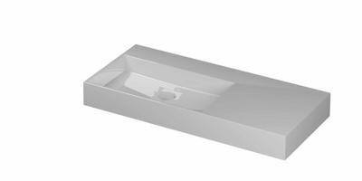 INK United Wastafel Porselein Links Zonder Kraangat incl. Porseleinen Click Plug en Verborgen Overloop Systeem - 1000x450x110 mm - Glans Wit