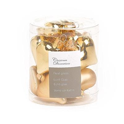 12 Glazen hartjes 40 mm licht goud - Decoris
