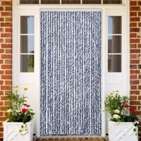 VidaXL Vliegengordijn 100x200 cm chenille blauw en wit - thumbnail