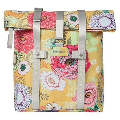 Basil bloom field fietsshopper, geel, gerecycled pet, waterdicht, verstelbare schouderriem
