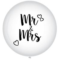 XL Ballon Mr. & Mrs. Wit - 90 cm - thumbnail