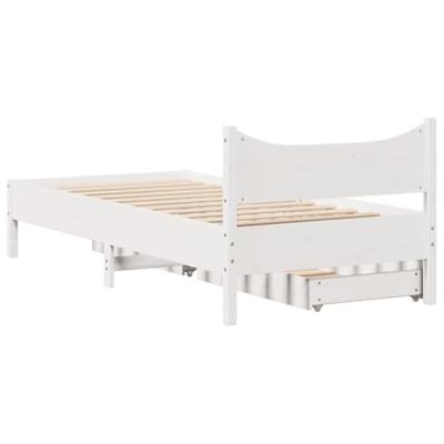 Bedframe met lades massief grenenhout wit 75x190 cm