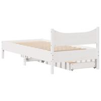 Bedframe met lades massief grenenhout wit 75x190 cm - thumbnail