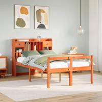 Bed met boekenkast zonder matras grenenhout wasbruin 135x190 cm - thumbnail
