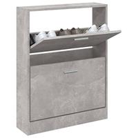 VidaXL Schoenenkast 59x17x81 cm bewerkt hout betongrijs - thumbnail
