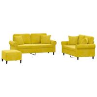 3-delige Loungeset met kussens fluweel geel - thumbnail