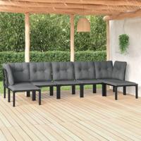 7-delige Loungeset poly rattan zwart en grijs - thumbnail