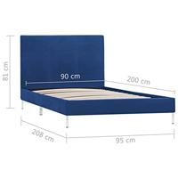 Bedframe stof blauw 90x200 cm - thumbnail