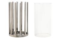 Kaarshouder Home ESPRIT Zilverkleurig Kristal Staal 12 x 12 x 20 cm - thumbnail