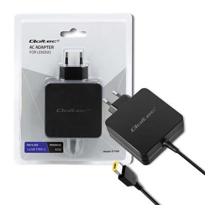 Qoltec 51766 Stroomadapter voor Lenovo 65W | 20V | 3,25A | Slanke punt + pin