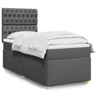 Boxspring met matras stof donkergrijs 90x190 cm - thumbnail