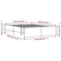 Bedframe bewerkt hout metaal gerookt eikenkleurig 150x200 cm - thumbnail