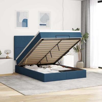 Ottoman bed met matras 140x200cm stof blauw
