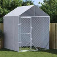 Hondenkennel met dak 2x2x2,5 m gegalvaniseerd staal zilver - thumbnail