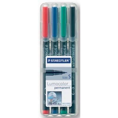 Staedtler Lumocoler 313, OHP-marker, permanent, 0,4 mm, etui van 4 stuks in geassorteerde kleuren Staedtler Lumocoler 313, OHP-marker, permanent, 0,4 mm, etui van 4 stuks in geassorteerde kleuren