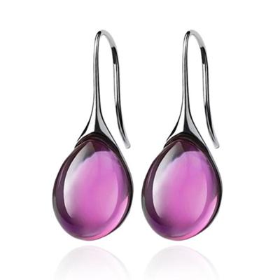 LGT JWLS Druppel Oorbellen voor Dames - Zilverkleurig met Paarse Zirkonia Druppelstenen LGT JWLS Druppel Oorbellen voor Dames - Zilverkleurig met Paarse Zirkonia Druppelstenen