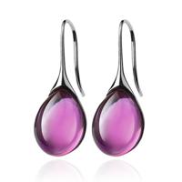 LGT JWLS Druppel Oorbellen voor Dames - Zilverkleurig met Paarse Zirkonia Druppelstenen - thumbnail