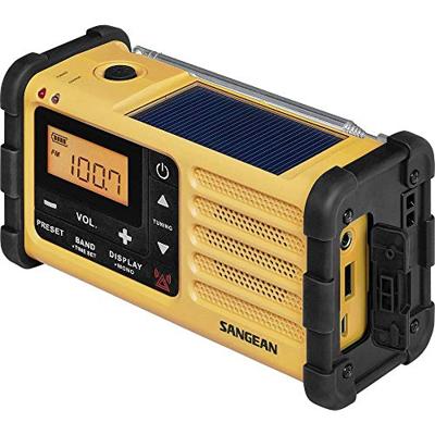 Sangean MMR-88 Outdoorradio VHF (FM), Middengolf Noodradio Acculaadfunctie, Zaklamp, Oplaadbaar, Handslinger, Zonnepaneel Zwart, Geel
