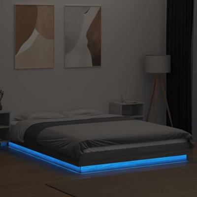Bedframe met LED-verlichting grijs sonoma eiken 140x200 cm